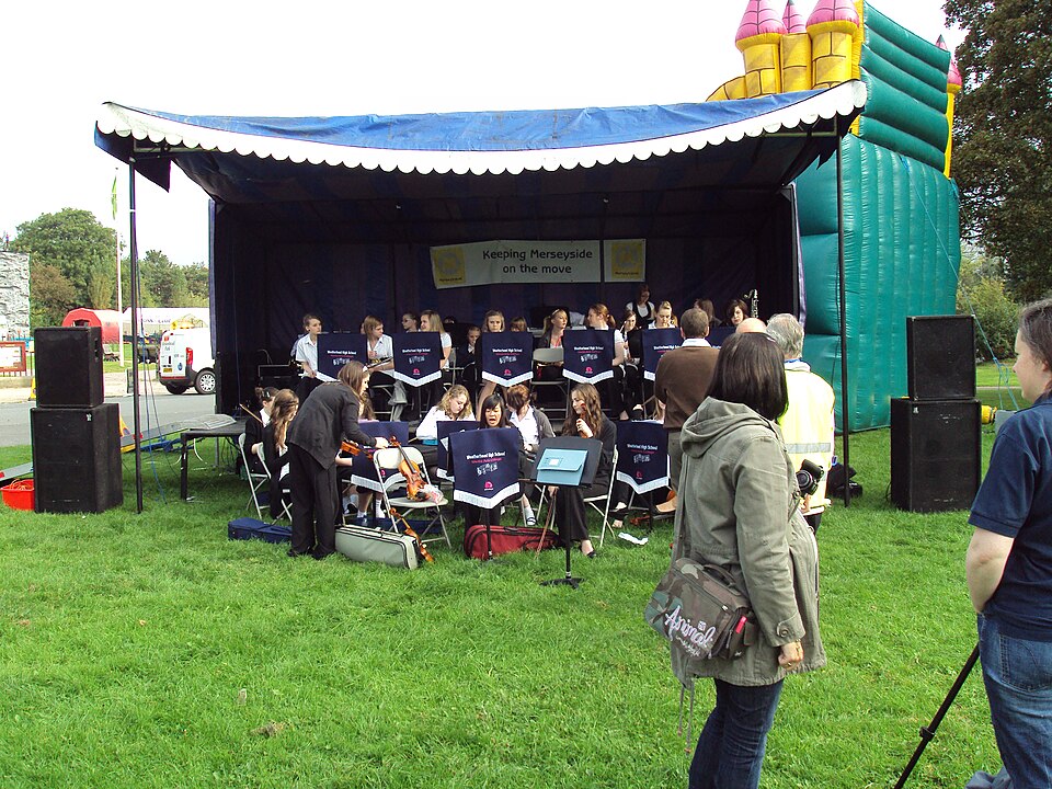 Students playing instruments in a school orchestra