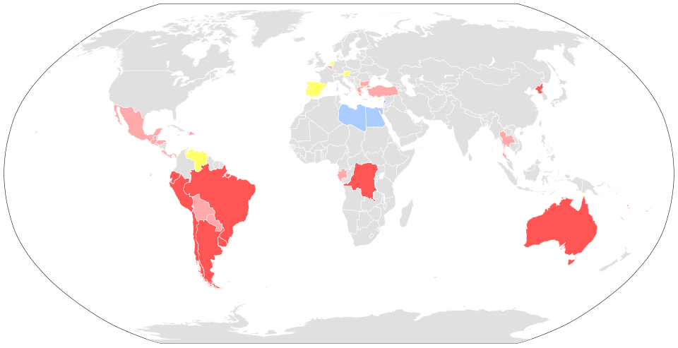 World map of countries with compulsory voting laws