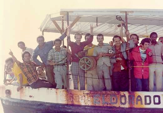 Cuban refugees arriving in Florida during the 1980 Mariel boatlift